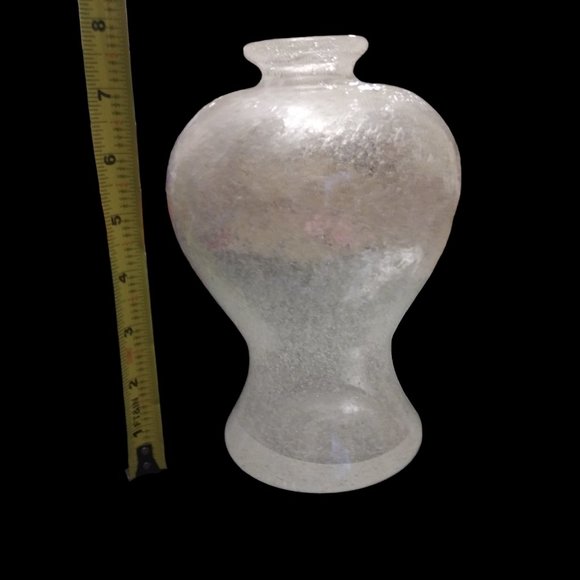 Mid Century Modern Murano Glass Handblown Vase Bubble Clear Glass Table Vase - Picture 7 of 8